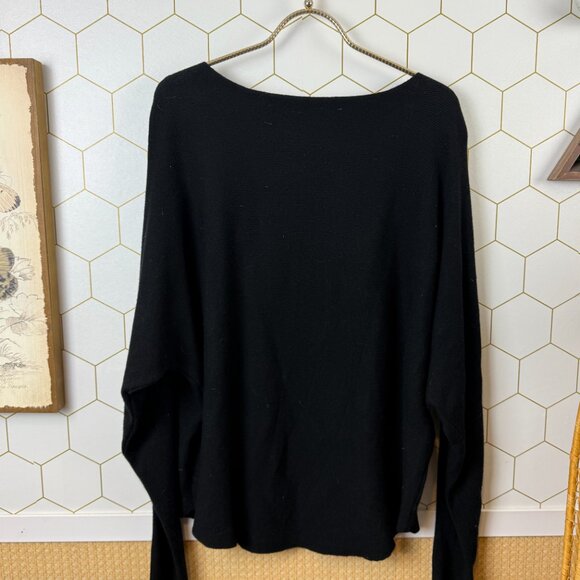 Vila Milano Black Wool Blend Long Sleeve Bedazzled Sweater - Size - Large - Picture 2 of 5